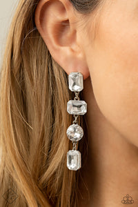 Paparazzi Cosmic Heiress - White - Earrings - Trend Blend Fashion Fix - March 2021 - $5 Jewelry with Ashley Swint