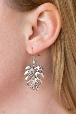 Paparazzi Desert Palms - Silver Palm Leaf - Earrings - $5 Jewelry With Ashley Swint