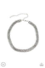 Load image into Gallery viewer, Paparazzi Empo-HER-ment - White Rhinestones - Silver Chain - Choker Necklace &amp; Earrings - $5 Jewelry with Ashley Swint