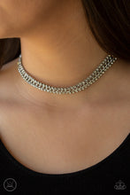 Load image into Gallery viewer, Paparazzi Empo-HER-ment - White Rhinestones - Silver Chain - Choker Necklace &amp; Earrings - $5 Jewelry with Ashley Swint