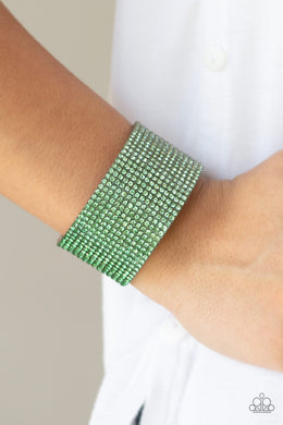 Paparazzi Fade Out - Green - Rhinestones fade from light to dark Green - Ombre - Bracelet - $5 Jewelry with Ashley Swint
