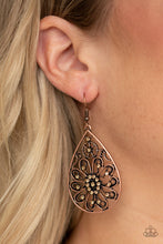 Load image into Gallery viewer, Paparazzi Flowering Finery - Copper - Golden Topaz Rhinestones - Teardrop Earrings - $5 Jewelry With Ashley Swint