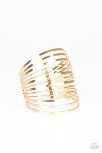 Paparazzi Front Line Shine - Gold - Cuff Bracelet - $5 Jewelry With Ashley Swint