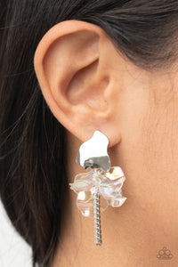 PRE-ORDER - Paparazzi Harmonically Holographic - White - Iridescent Earrings - $5 Jewelry with Ashley Swint