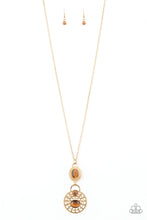 Load image into Gallery viewer, Paparazzi Hook, VINE, and Sinker - Brown Cat's Eye - Gold Chain Necklace and matching Earrings - $5 Jewelry With Ashley Swint