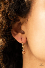 Load image into Gallery viewer, Paparazzi Hook, VINE, and Sinker - Brown Cat's Eye - Gold Chain Necklace and matching Earrings - $5 Jewelry With Ashley Swint