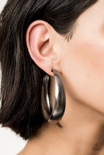 Load image into Gallery viewer, Paparazzi HOOPS! I Did It Again - Black Gunmetal - Thick Hoop Earrings - 2019 Convention Exclusive - $5 Jewelry With Ashley Swint
