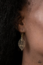 Load image into Gallery viewer, Paparazzi Leafy Lagoon - Brass - Leaf Necklace and matching Earrings - $5 Jewelry With Ashley Swint
