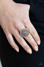 Load image into Gallery viewer, Paparazzi Mandala Magnificence - Pink Rhinestones - Floral Center - Ring - $5 Jewelry With Ashley Swint