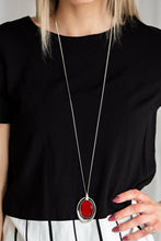 Load image into Gallery viewer, Paparazzi Metro Must-Have - Red Gem - White Rhinestones - Necklace and matching Earrings - $5 Jewelry With Ashley Swint