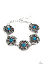 Load image into Gallery viewer, Paparazzi Mojave Mandalas - Blue - Studded Silver Floral Frames - Adjustable Bracelet - $5 Jewelry with Ashley Swint
