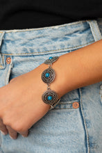 Load image into Gallery viewer, Paparazzi Mojave Mandalas - Blue - Studded Silver Floral Frames - Adjustable Bracelet - $5 Jewelry with Ashley Swint