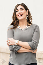 Load image into Gallery viewer, Paparazzi Pearly Poise - White Beads - Glassy Rhinestones - Earrings - Fashion Fix / Trend Blend Exclusive April 2020 - $5 Jewelry with Ashley Swint
