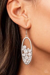Paparazzi Prismatic Poker Face - White - Earrings - Fashion Fix November 2021 - $5 Jewelry with Ashley Swint