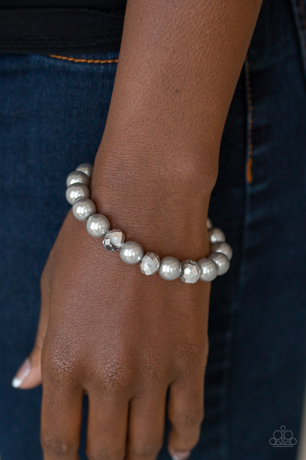 Paparazzi Really Resplendent - Silver Pearls - Stretchy Band Bracelet - $5 Jewelry with Ashley Swint