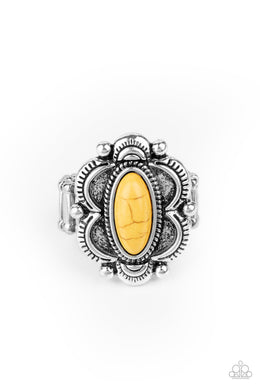 Paparazzi Sage Garden - Yellow Stone - Silver Ring - $5 Jewelry with Ashley Swint