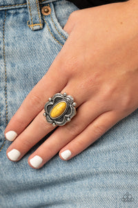 Paparazzi Sage Garden - Yellow Stone - Silver Ring - $5 Jewelry with Ashley Swint