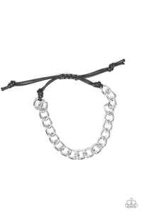 Paparazzi Sideline - Silver - Black Cording - Sliding Knot Bracelet - $5 Jewelry with Ashley Swint