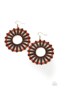 Paparazzi Solar Flare - Orange - Amberglow Beads - Wooden Frames - Earrings - $5 Jewelry with Ashley Swint