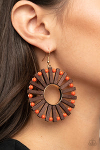 Paparazzi Solar Flare - Orange - Amberglow Beads - Wooden Frames - Earrings - $5 Jewelry with Ashley Swint