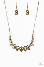 Load image into Gallery viewer, Paparazzi Street REGAL - Brass Rhinestones - Necklace and matching Earrings - $5 Jewelry With Ashley Swint