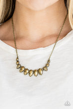 Load image into Gallery viewer, Paparazzi Street REGAL - Brass Rhinestones - Necklace and matching Earrings - $5 Jewelry With Ashley Swint