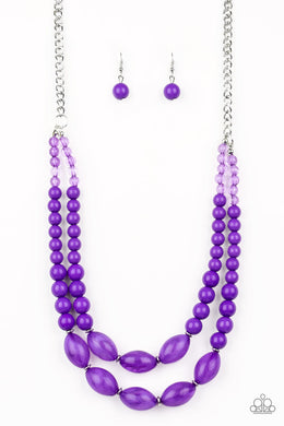 Paparazzi Sundae Shoppe - Purple Beads - Silver Necklace & Earrings - $5 Jewelry with Ashley Swint