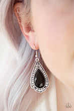 Load image into Gallery viewer, Paparazzi Superstar Stardom - Black Gem - White Rhinestones - Teardrop Earrings - $5 Jewelry with Ashley Swint