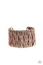 Load image into Gallery viewer, Paparazzi Take It or WEAVE It - Copper - Antiqued Shimmer - Wire Bars Weave - Edgy Cuff Bracelet - $5 Jewelry With Ashley Swint