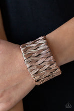 Load image into Gallery viewer, Paparazzi Take It or WEAVE It - Copper - Antiqued Shimmer - Wire Bars Weave - Edgy Cuff Bracelet - $5 Jewelry With Ashley Swint