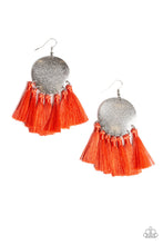 Load image into Gallery viewer, Paparazzi Tassel Tribute - Orange / Coral - Thread / Fringe - Silver Disc - Earrings - $5 Jewelry with Ashley Swint