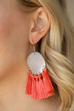 Load image into Gallery viewer, Paparazzi Tassel Tribute - Orange / Coral - Thread / Fringe - Silver Disc - Earrings - $5 Jewelry with Ashley Swint