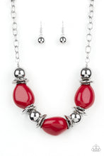 Load image into Gallery viewer, Paparazzi Vivid Vibes - Red Beads - Shiny Silver Beads - Necklace &amp; Earrings - $5 Jewelry with Ashley Swint