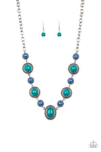 Load image into Gallery viewer, Paparazzi Voyager Vibes - Multi - Blue and Green Beads - Silver Necklace and matching Earrings - $5 Jewelry With Ashley Swint