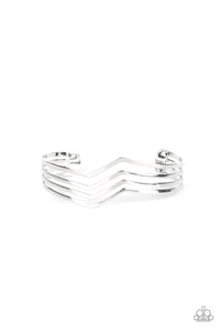Paparazzi Waverunner - Silver - Zigzag Cuff Bracelet - $5 Jewelry With Ashley Swint