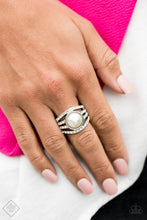 Load image into Gallery viewer, Paparazzi A Big Break - White Pearl - Silver Rhinestone Ring - Fashion Fix / Trend Blend March 2019 - $5 Jewelry With Ashley Swint