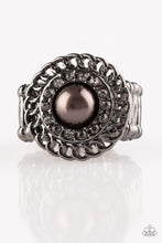 Load image into Gallery viewer, Paparazzi Big City Attitude - Black - Gunmetal Chain - Smoky Rhinestones - Ring - $5 Jewelry With Ashley Swint