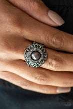 Load image into Gallery viewer, Paparazzi Big City Attitude - Black - Gunmetal Chain - Smoky Rhinestones - Ring - $5 Jewelry With Ashley Swint