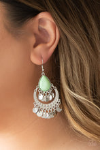 Load image into Gallery viewer, Paparazzi Bodaciously Boho - Green Bead - Silver Earrings - $5 Jewelry With Ashley Swint