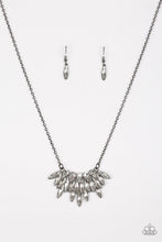 Load image into Gallery viewer, Paparazzi Crowning Moment - Black - Regal Teardrop and Marquise Cuts - White Rhinestones - Gunmetal Chain Necklace - $5 Jewelry With Ashley Swint