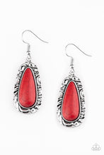Load image into Gallery viewer, Paparazzi Cruzin Colorado - Red - Teardrop Stone - Silver Hammered Earrings - $5 Jewelry With Ashley Swint
