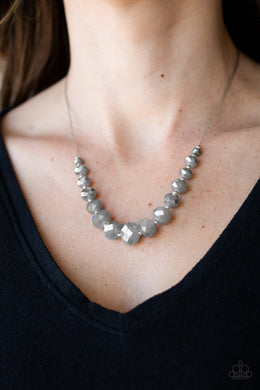 Paparazzi Crystal Carriages - Silver - Iridescent Crystal Beads - Silver Chain Necklace & Earrings - $5 Jewelry with Ashley Swint