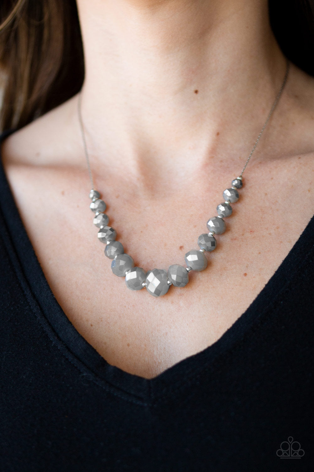 Paparazzi Crystal Carriages - Silver - Iridescent Crystal Beads - Silver Chain Necklace & Earrings - $5 Jewelry with Ashley Swint