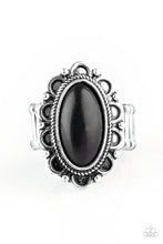 Load image into Gallery viewer, Paparazzi Desert Grotto - Black Stone - Silver Floral Frame Antiqued Textures - Ring - $5 Jewelry With Ashley Swint