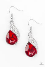 Load image into Gallery viewer, Paparazzi Accessories - Easy Elegance - Red - Teardrop Gem - White Rhinestone - Earrings - $5 Jewelry with Ashley Swint