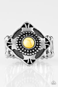 Paparazzi Four Corners Fashion - Yellow Stone - Ring - $5 Jewelry With Ashley Swint