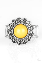 Load image into Gallery viewer, Paparazzi Garden Stroll - Yellow Bead - Silver Floral Frame Swirling Detail - Ring - $5 Jewelry With Ashley Swint
