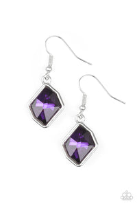Paparazzi Glow It Up - Purple Gem - Silver Earrings - $5 Jewelry with Ashley Swint
