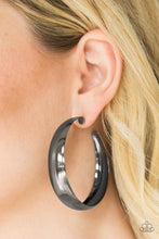 Load image into Gallery viewer, Paparazzi Gypsy Goals - Black Gunmetal - Hoop Earrings - $5 Jewelry With Ashley Swint