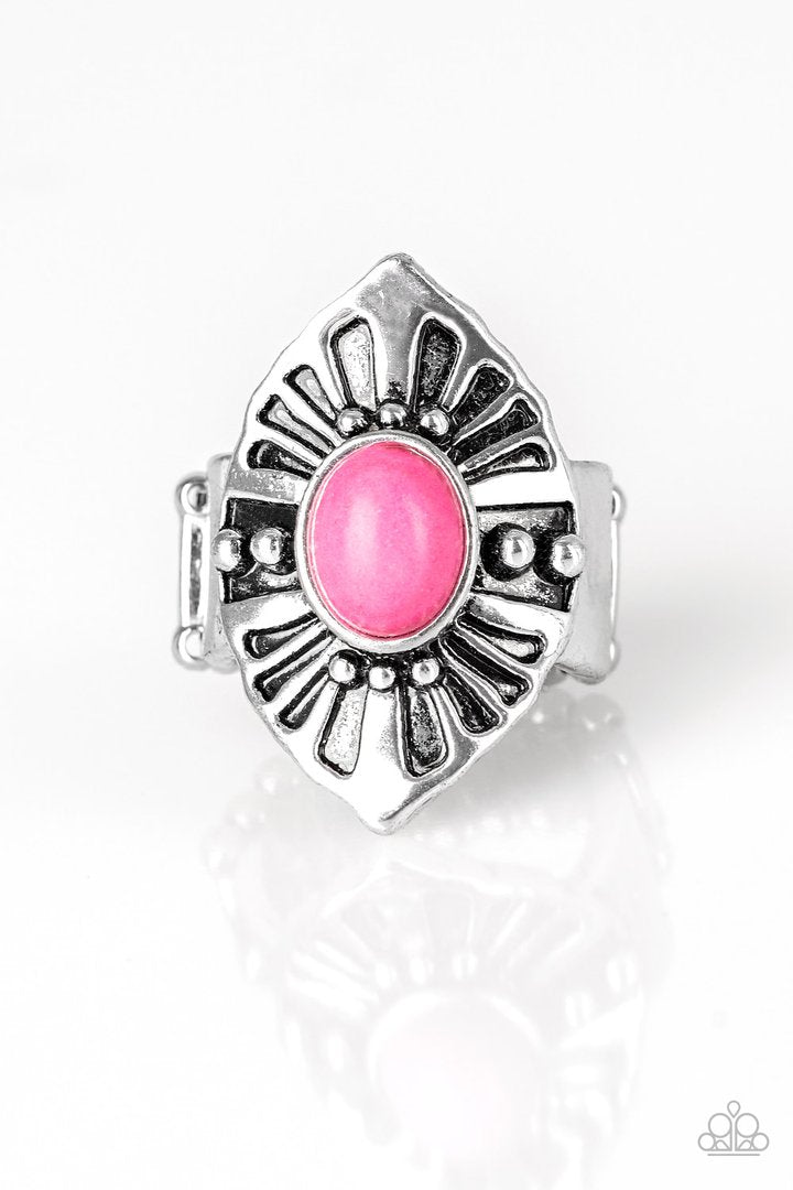 Paparazzi HOMESTEAD For The Weekend - Pink Stone Bead - Silver Ring - $5 Jewelry with Ashley Swint